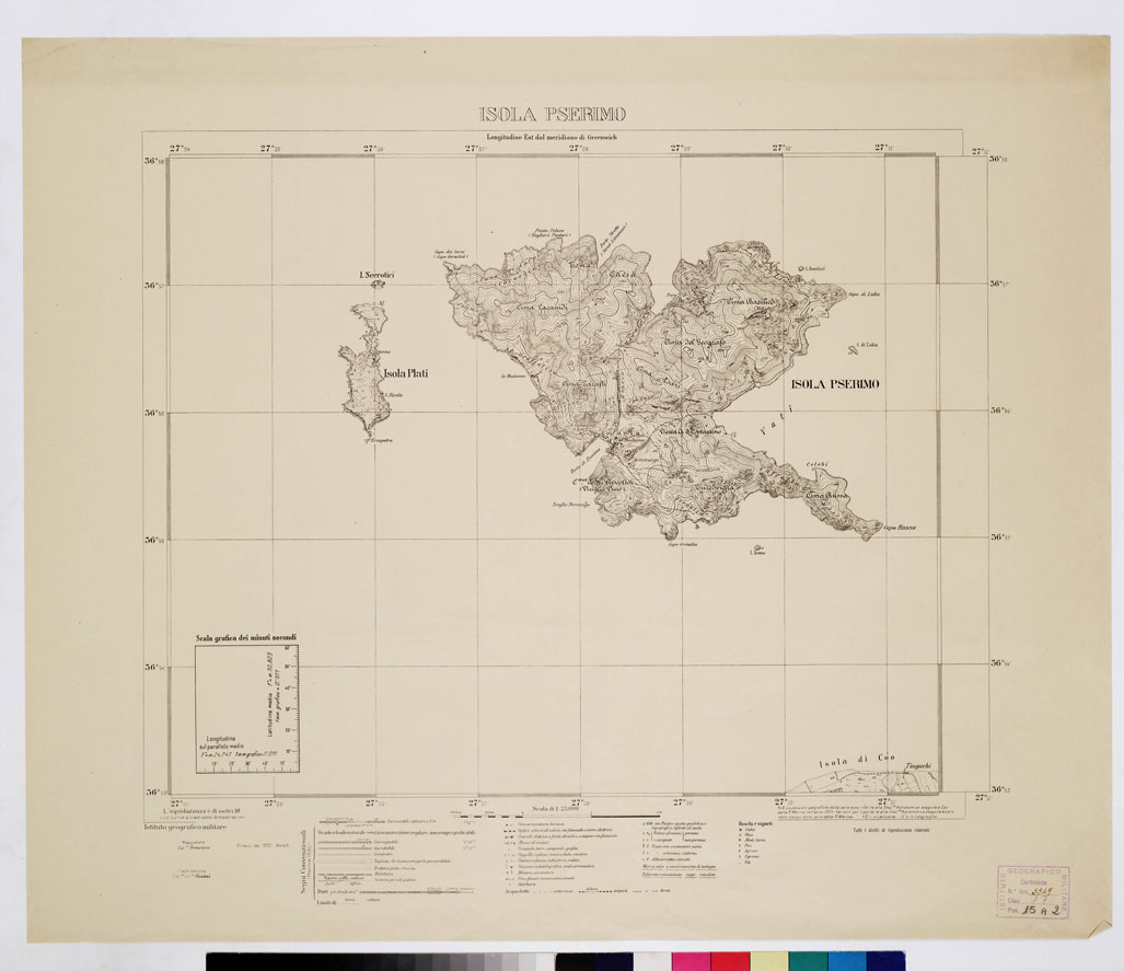 (N:10706) ISOLE ITALIANE DELL'EGEO - Isola Pserimo (B0010036) Carte e stampe antiche: riproduzione a colori su carta (formato A1)