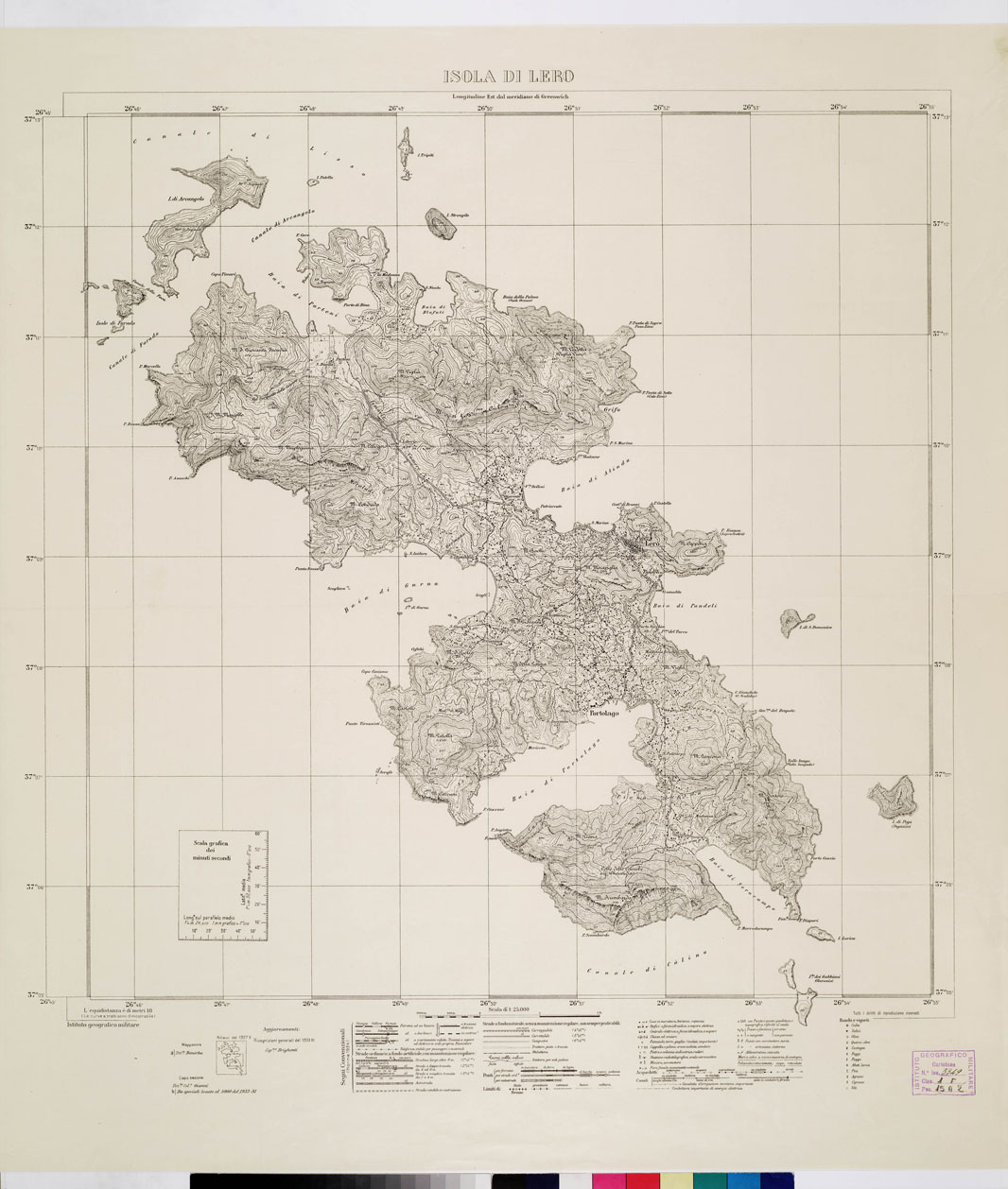 (N:10699) ISOLE ITALIANE DELL'EGEO - Isola di Lero (B0010037) Carte e stampe antiche: riproduzione a colori su carta (formato A1)