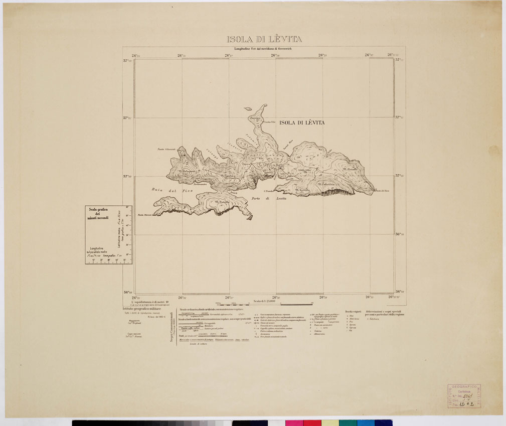 (N:10700) ISOLE ITALIANE DELL'EGEO - Isola di Levita (B0010038) Carte e stampe antiche: riproduzione a colori su carta (formato A1)