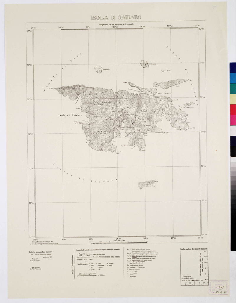(N:10698) ISOLE ITALIANE DELL'EGEO - Isola di Gaidaro (B0010041) Carte e stampe antiche: riproduzione a colori su carta (formato A1)