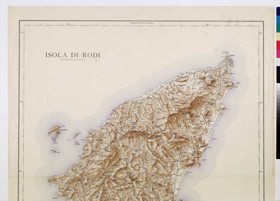 (N:10673) ISOLA DI RODI (B0010049, B0010050, B10049-0) Carte e stampe antiche: riproduzione a colori su carta (formato A1)