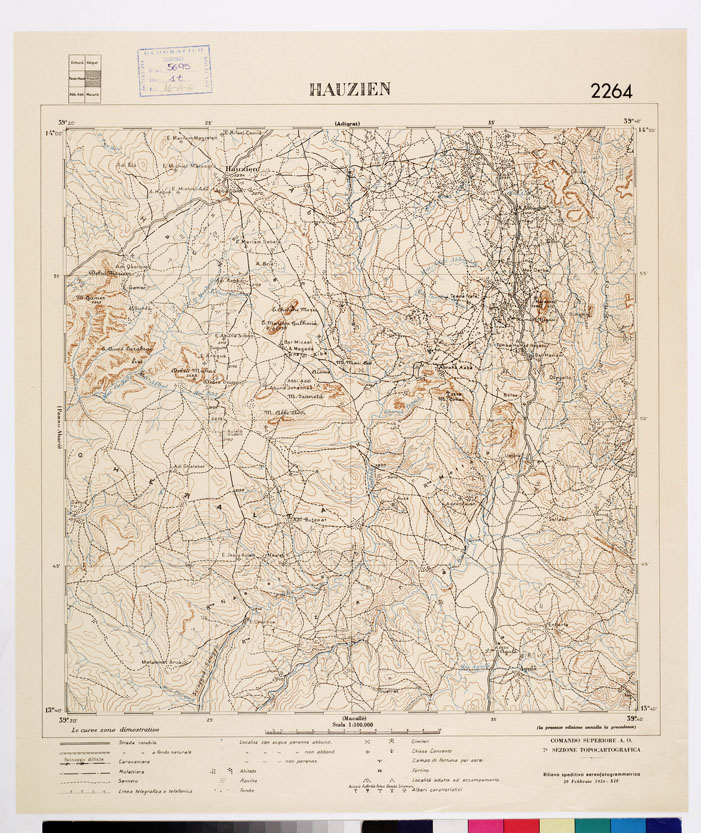 (N:2468) CARTA DELL'AFRICA ORIENTALE ITALIANA - Hauzien (B0010060) Carte e stampe antiche: riproduzione a colori su carta (formato A1)