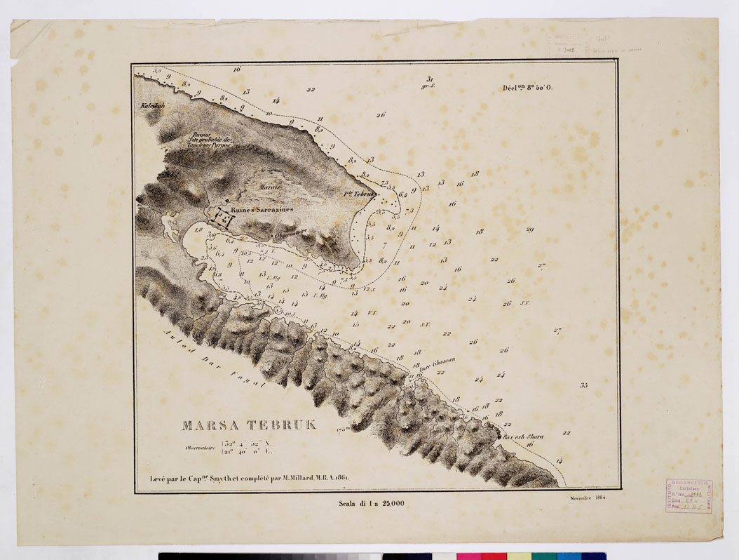 (N:12633) MARSA TEBRUK LEVE PAR LE CAP.NE SMYTH ET COMPLETE PAR M. MILLARD, M.R.A. (B0010130) Carte e stampe antiche: riproduzione a colori su carta (formato A1)