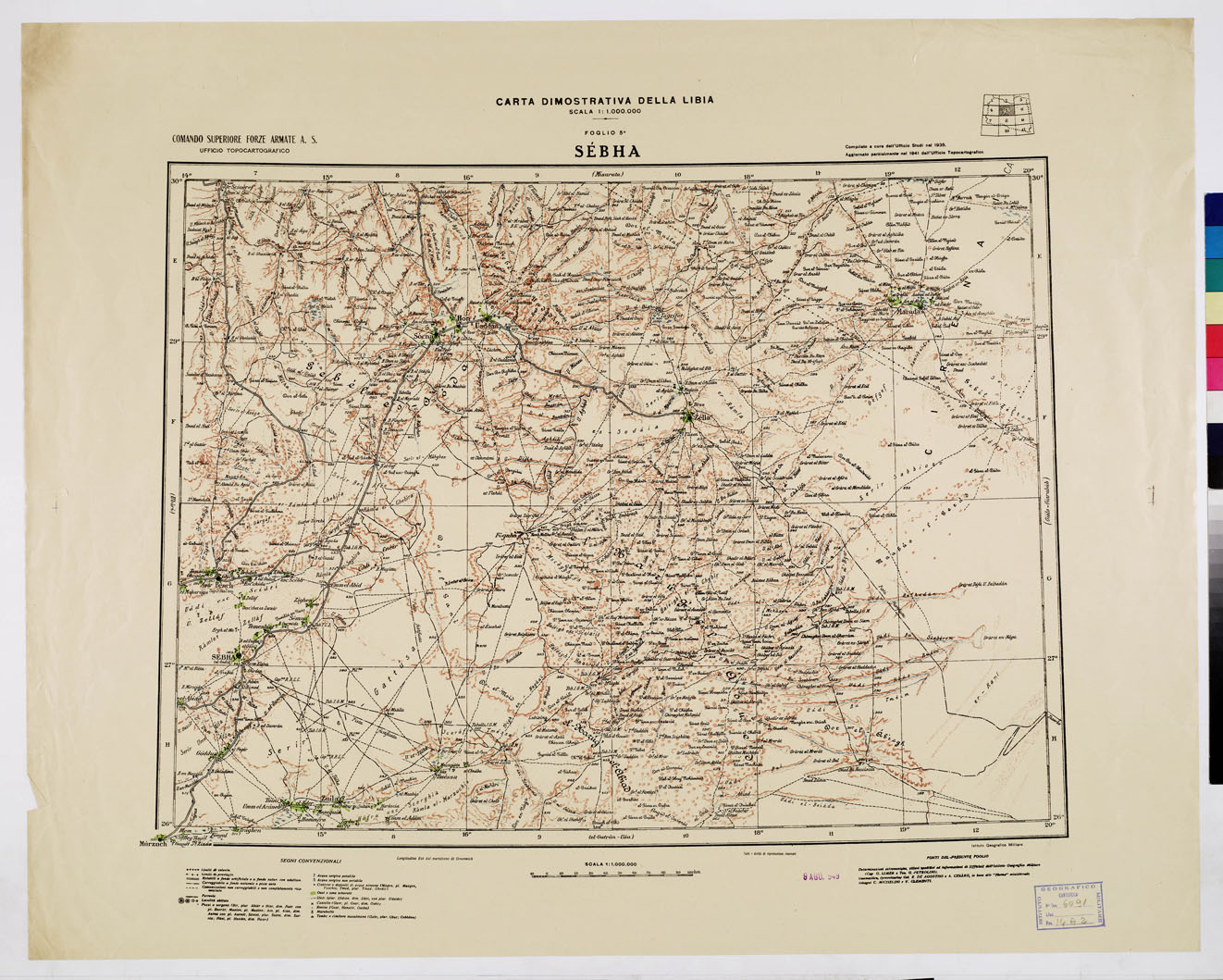 (N:4430) CARTA DIMOSTRATIVA DELLA LIBIA - Foglio 5 - Sebha (B0010156) Carte e stampe antiche: riproduzione a colori su carta (formato A1)