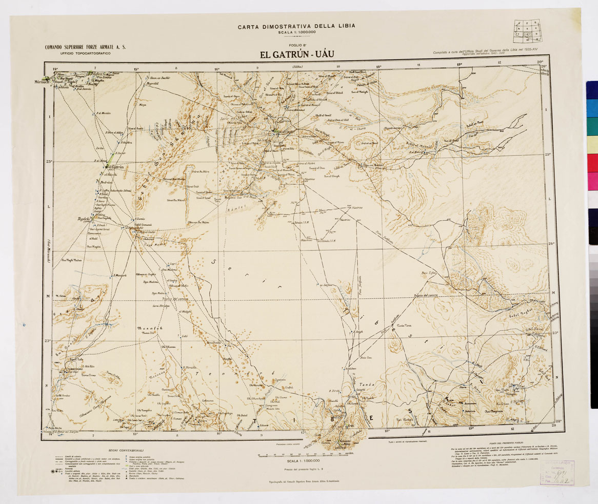 (N:4434) CARTA DIMOSTRATIVA DELLA LIBIA - Foglio 8 - El Gatrun-Uau (B0010161) Carte e stampe antiche: riproduzione a colori su carta (formato A1)