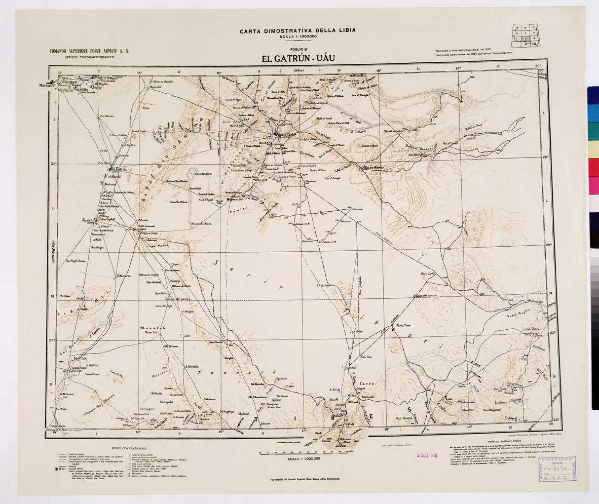 (N:4435) CARTA DIMOSTRATIVA DELLA LIBIA - Foglio 8 - El Gatrun-Uau (B0010162) Carte e stampe antiche: riproduzione a colori su carta (formato A1)