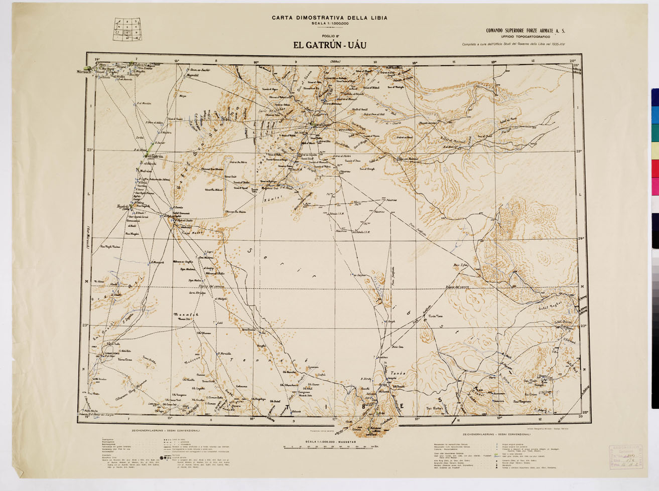 (N:4436) CARTA DIMOSTRATIVA DELLA LIBIA - Foglio 8 - El Gatrun-Uau (B0010163) Carte e stampe antiche: riproduzione a colori su carta (formato A1)