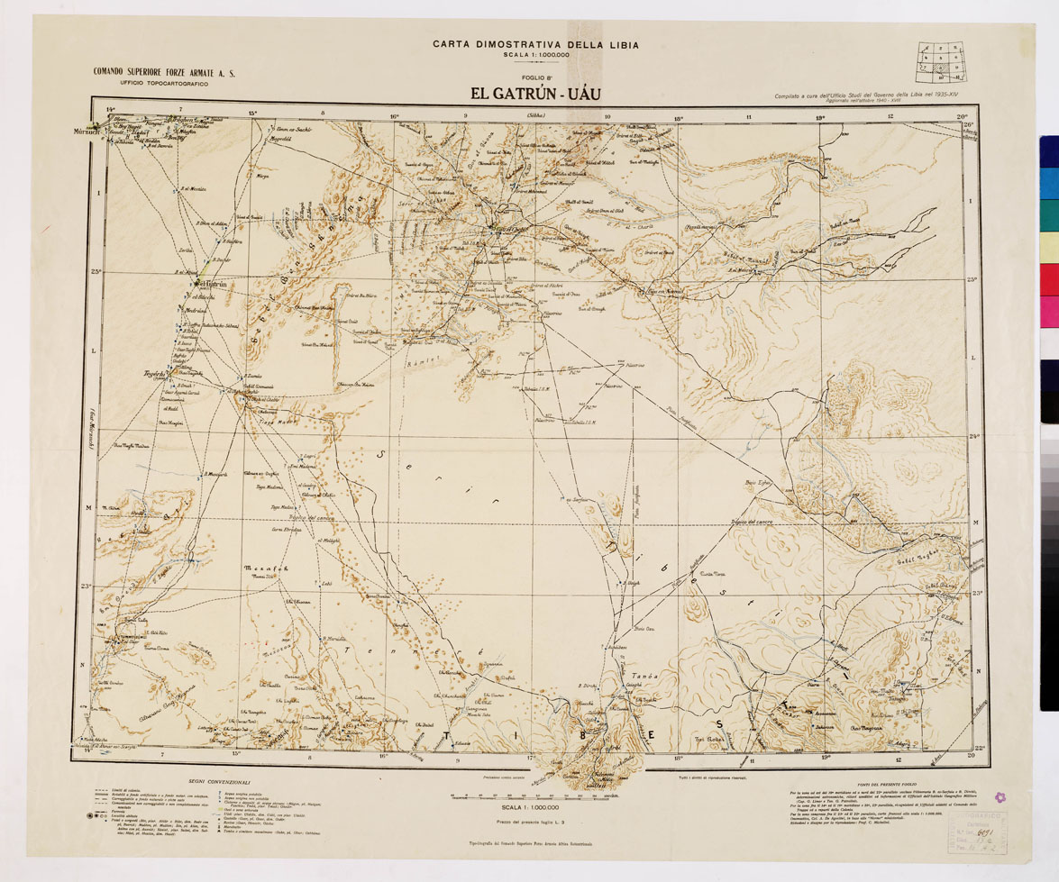 (N:4437) CARTA DIMOSTRATIVA DELLA LIBIA - Foglio 8 - El Gatrun-Uau (B0010164) Carte e stampe antiche: riproduzione a colori su carta (formato A1)