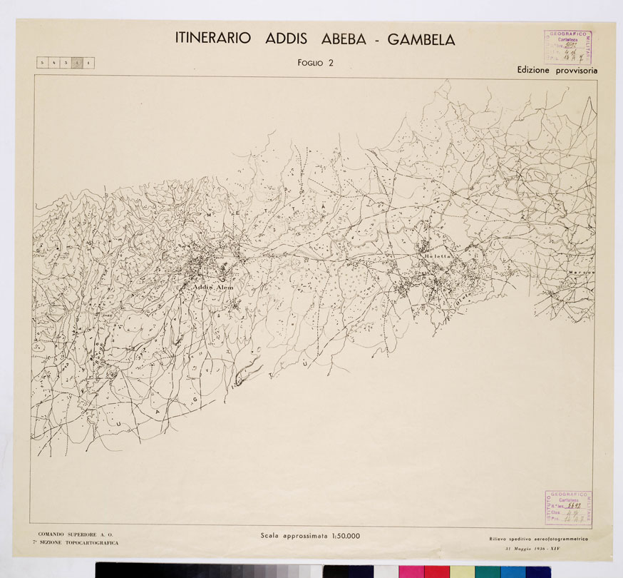 (N:11015) ITINERARIO ADDIS ABEBA - GAMBELA - Foglio 2 (B0010192) Carte e stampe antiche: riproduzione a colori su carta (formato A1)