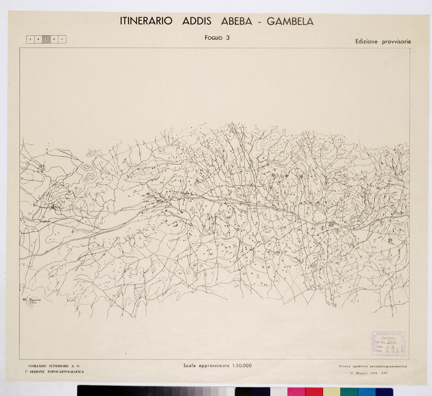 (N:11016) ITINERARIO ADDIS ABEBA - GAMBELA - Foglio 3 (B0010193) Carte e stampe antiche: riproduzione a colori su carta (formato A1)