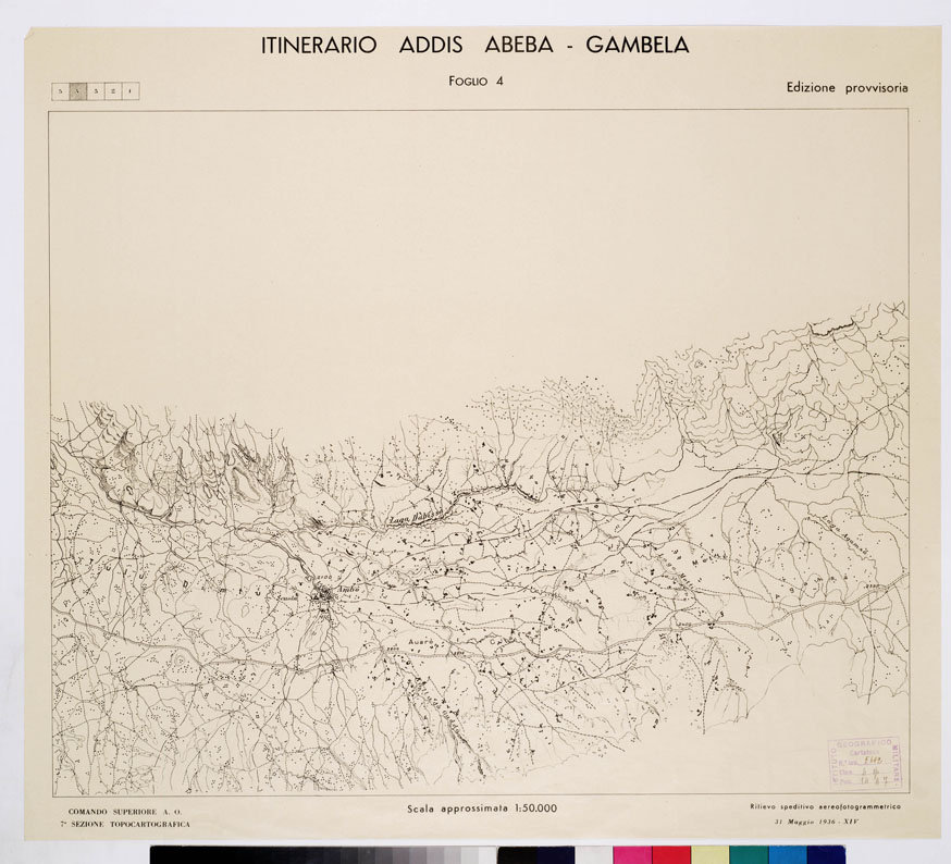 (N:11017) ITINERARIO ADDIS ABEBA - GAMBELA - Foglio 4 (B0010194) Carte e stampe antiche: riproduzione a colori su carta (formato A1)