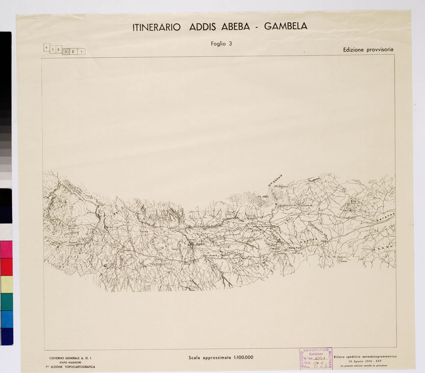 (N:11023) ITINERARIO ADDIS ABEBA - GAMBELA - Foglio 3 (B0010201) Carte e stampe antiche: riproduzione a colori su carta (formato A1)