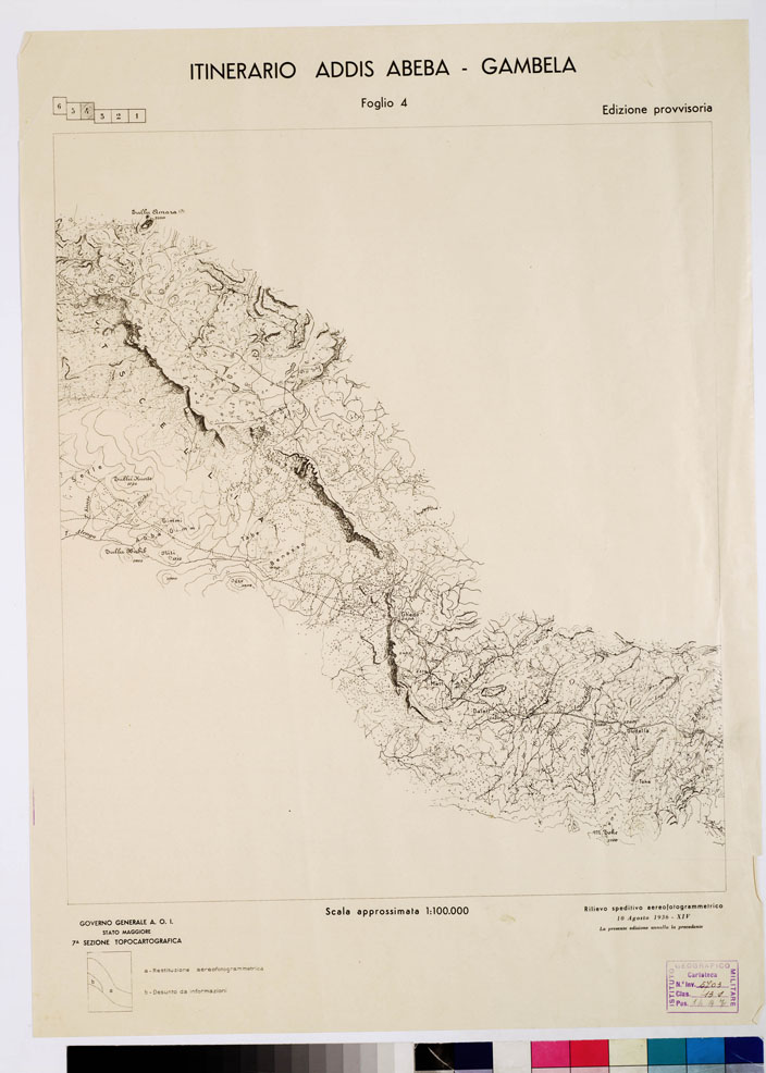 (N:11024) ITINERARIO ADDIS ABEBA - GAMBELA - Foglio 4 (B0010202) Carte e stampe antiche: riproduzione a colori su carta (formato A1)