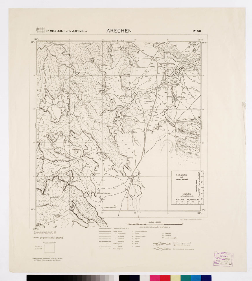 (N:2638) CARTA DELL'ERITREA - Foglio 2064 IV S.O. - Areghen (B0010237) Carte e stampe antiche: riproduzione a colori su carta (formato A1)