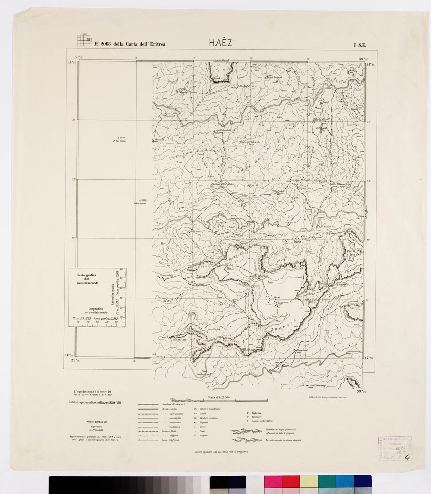 (N:2636) CARTA DELL'ERITREA - Foglio 2063 I S.E. - Haez (B0010238) Carte e stampe antiche: riproduzione a colori su carta (formato A1)