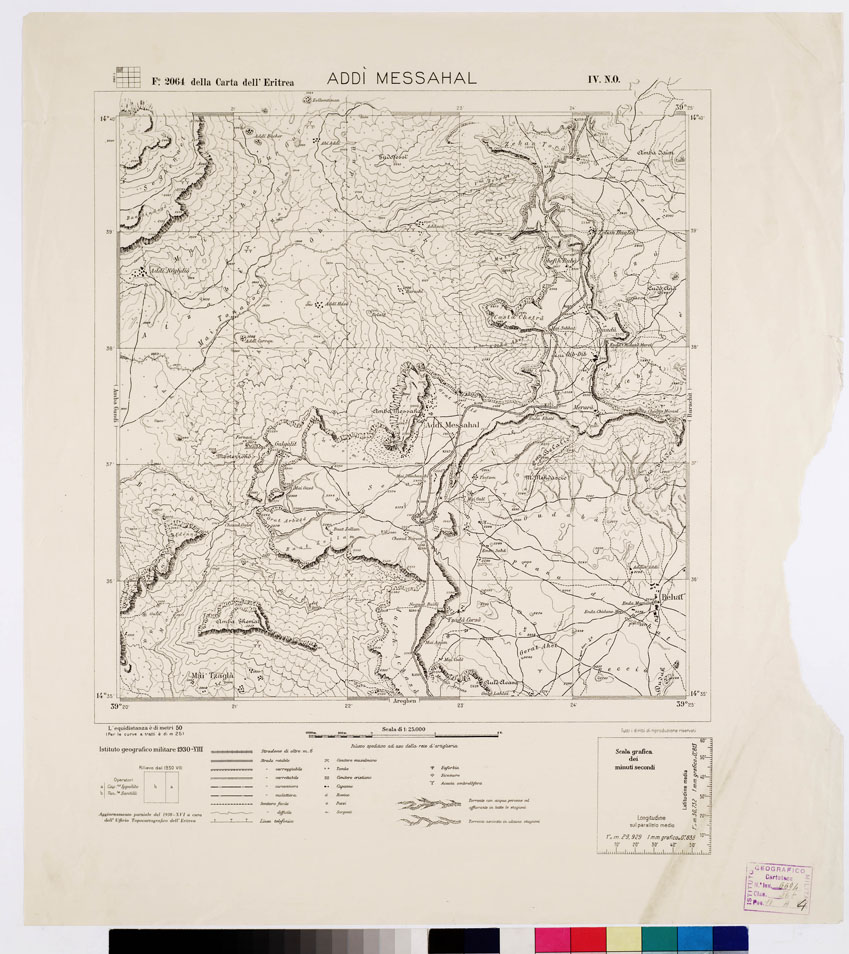 (N:2637) CARTA DELL'ERITREA - Foglio 2064 IV N.O - Add Messahal (B0010241) Carte e stampe antiche: riproduzione a colori su carta (formato A1)