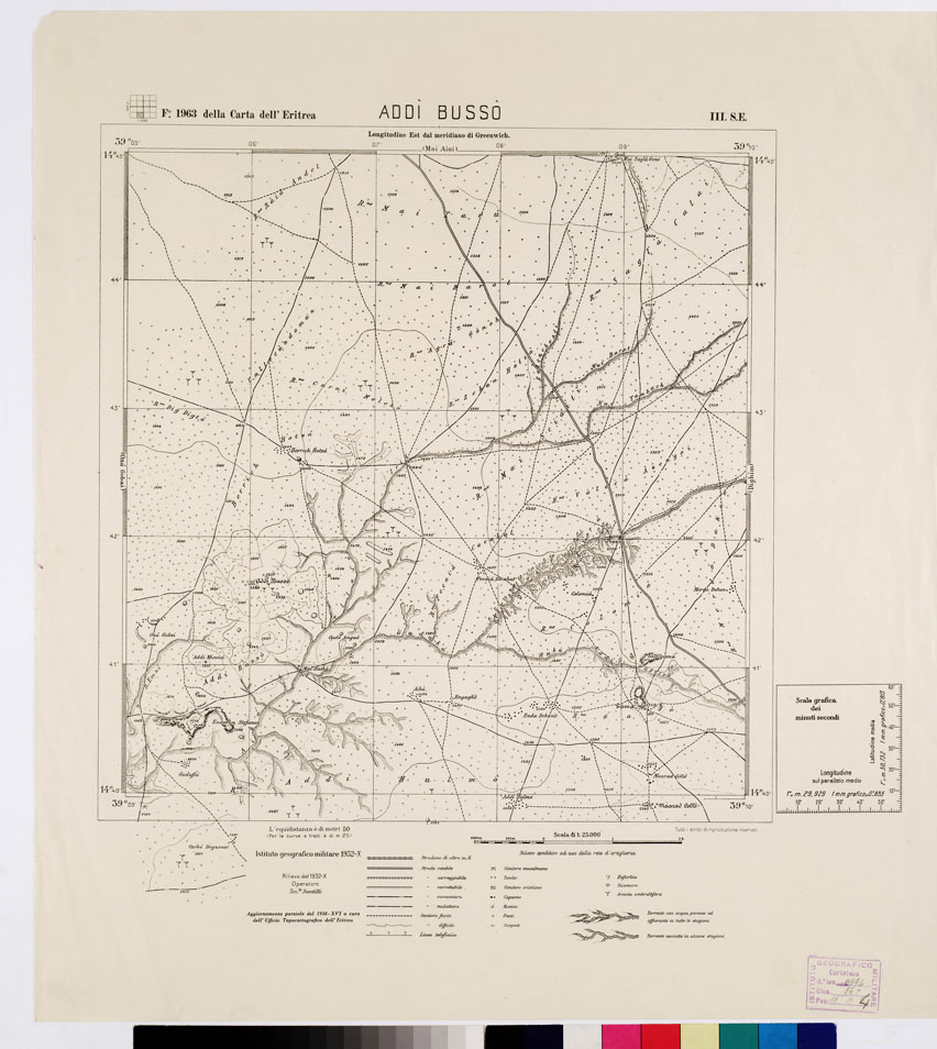 (N:2619) CARTA DELL'ERITREA - Foglio 1963 III S.E. - Add Buss (B0010250) Carte e stampe antiche: riproduzione a colori su carta (formato A1)