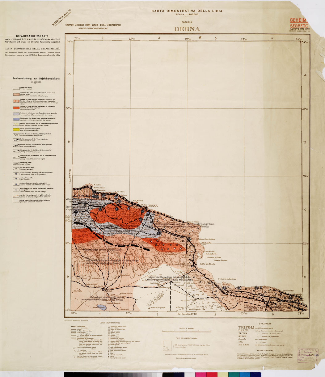 (N:5744) CARTA DIMOSTRATIVA DELLA LIBIA - Foglio 5 - Derna (B0010275) Carte e stampe antiche: riproduzione a colori su carta (formato A1)