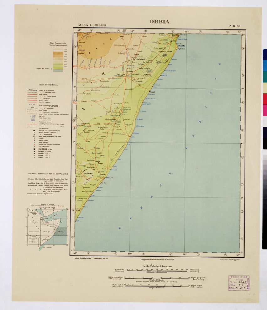 (N:2454) CARTA DELL'AFRICA ORIENTALE - Obbia (B0010283) Carte e stampe antiche: riproduzione a colori su carta (formato A1)