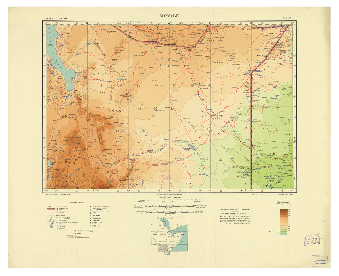 (N:2450) CARTA DELL'AFRICA ORIENTALE - Moyale (B0010291) Carte e stampe antiche: riproduzione a colori su carta (formato A1)