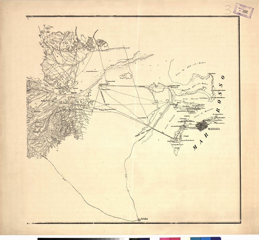(N:15787) SCHIZZO DIMOSTRATIVO DA MASSAUA A SAATI - Foglio 3 (B0010307) Carte e stampe antiche: riproduzione a colori su carta (formato A1)
