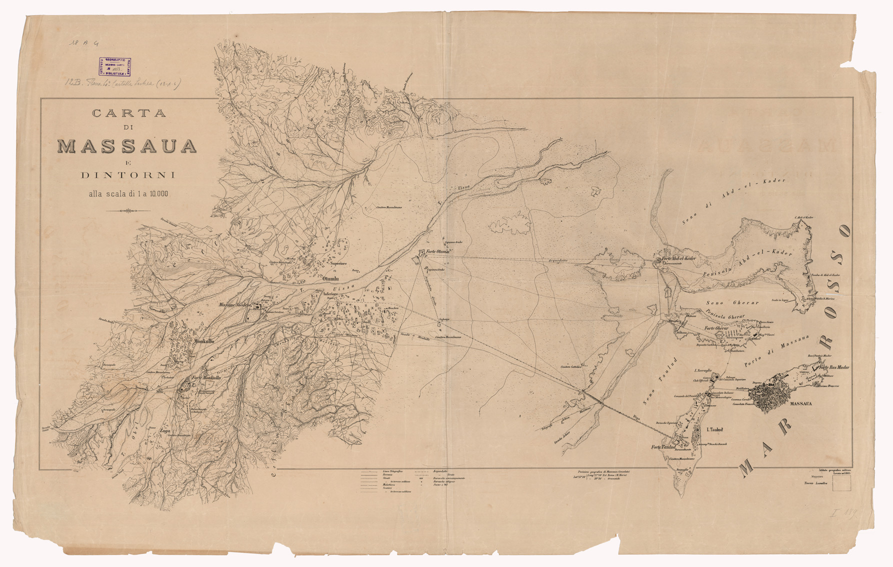 (N:4049) MASSAUA E DINTORNI (B0010308) Carte e stampe antiche: riproduzione a colori su carta (formato A1)