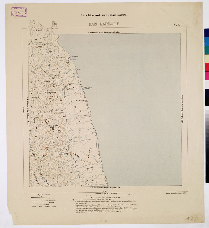 (N:7591) CARTA DEI POSSEDIMENTI ITALIANI IN AFRICA  RAS GABLALO C 3 (B0010327) Carte e stampe antiche: riproduzione a colori su carta (formato A1)
