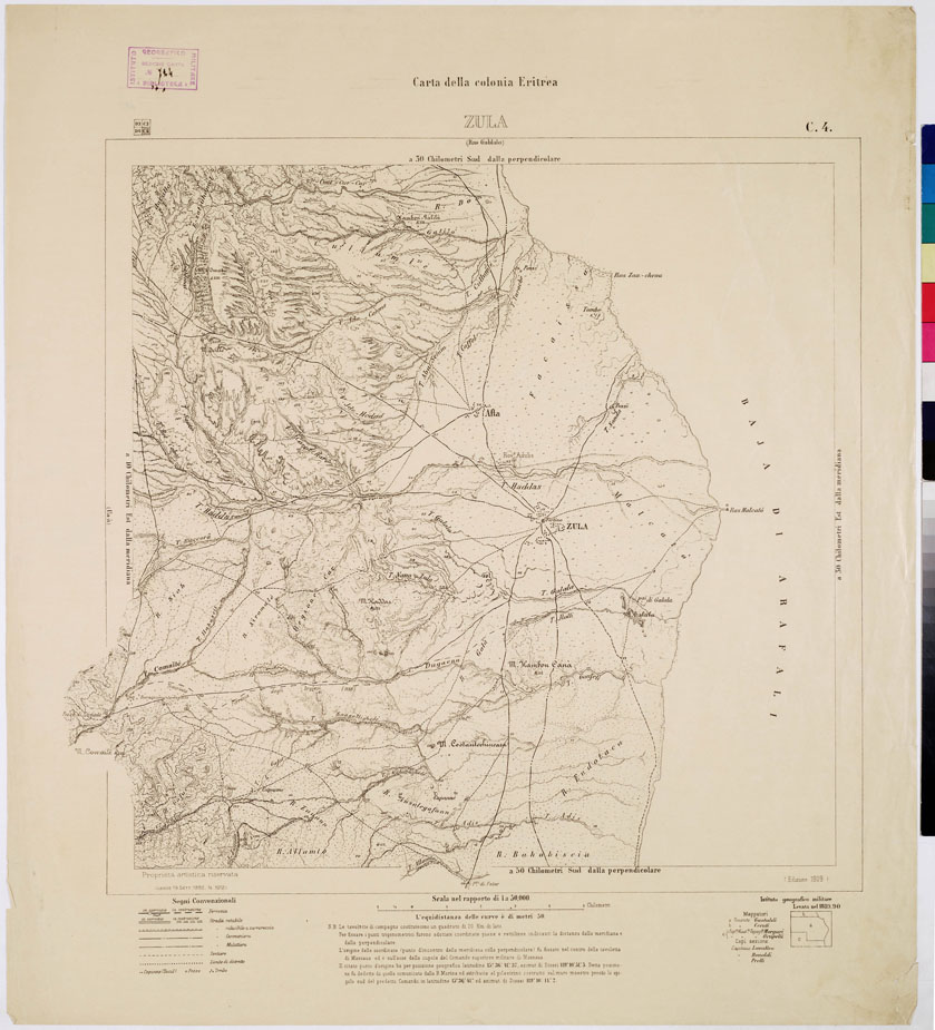 (N:7606) CARTA DEI POSSEDIMENTI ITALIANI IN AFRICA ZULA C 4 (B0010330) Carte e stampe antiche: riproduzione a colori su carta (formato A1)