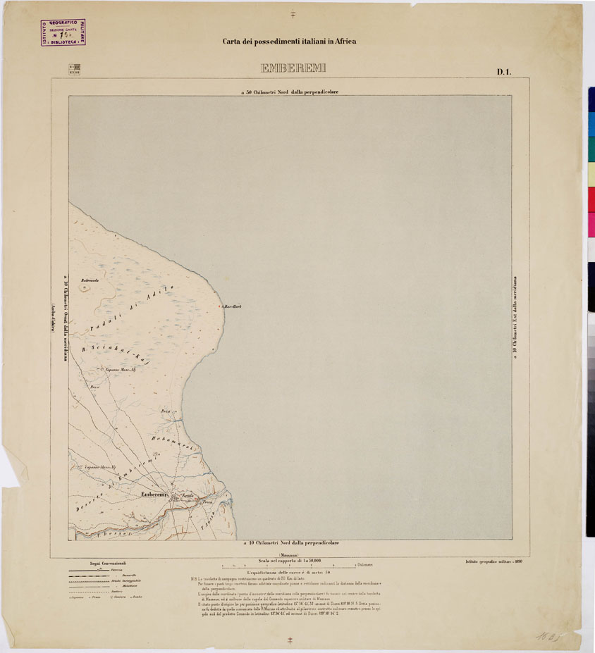 (N:7568) CARTA DEI POSSEDIMENTI ITALIANI IN AFRICA EMBEREMI D 1 (B0010331) Carte e stampe antiche: riproduzione a colori su carta (formato A1)