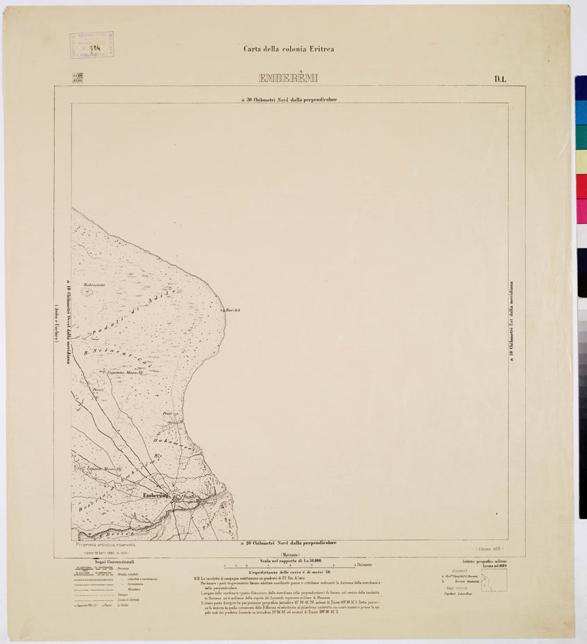 (N:7569) CARTA DEI POSSEDIMENTI ITALIANI IN AFRICA EMBEREMI D 1
 (B0010332) Carte e stampe antiche: riproduzione a colori su carta (formato A1)