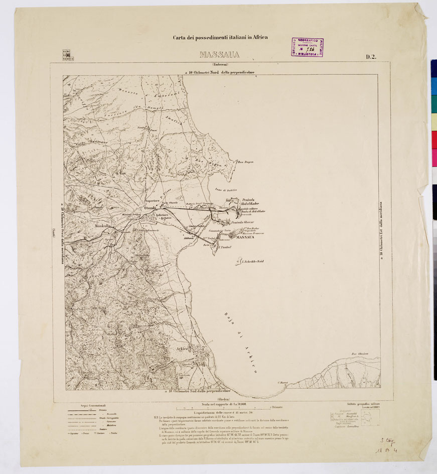 (N:7583) CARTA DELLA COLONIA ERITREA MASSAUA D 2
 (B0010333) Carte e stampe antiche: riproduzione a colori su carta (formato A1)