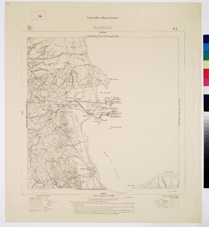 (N:7584) CARTA DELLA COLONIA ERITREA MASSAUA D 2 (B0010334) Carte e stampe antiche: riproduzione a colori su carta (formato A1)