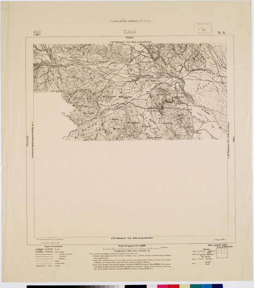 (N:7601) CARTA DELLA COLONIA ERITREA UA A D 4 (B0010338) Carte e stampe antiche: riproduzione a colori su carta (formato A1)