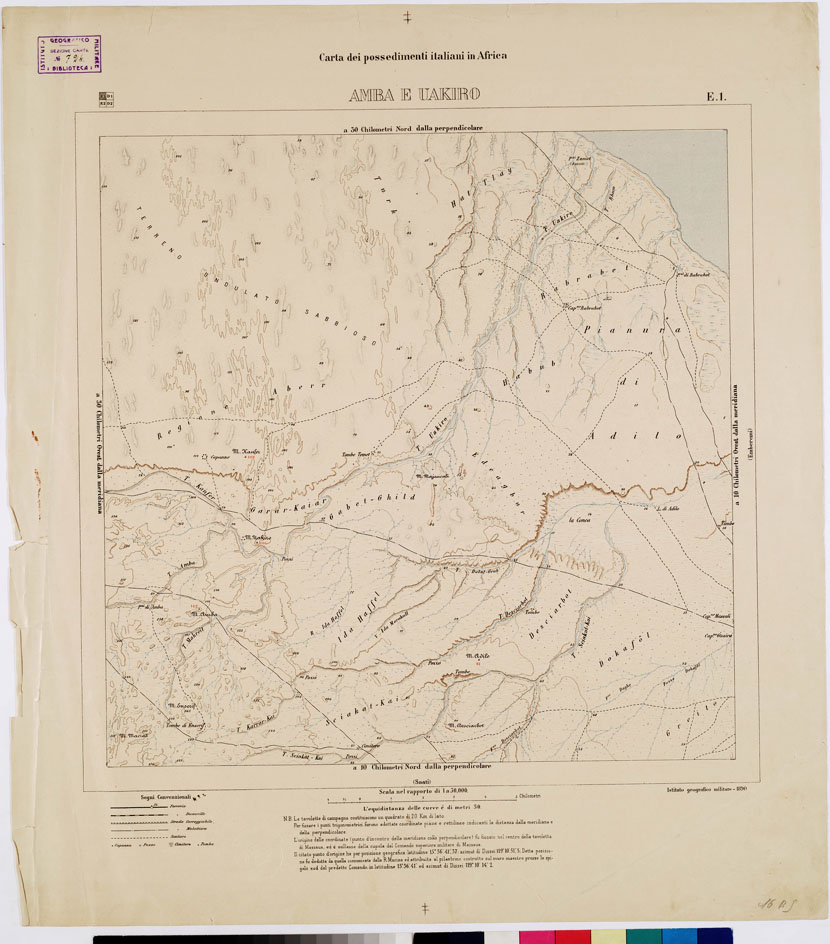 (N:7560) CARTA DEI POSSEDIMENTI ITALIANI IN AFRICA AMBA E UAKIRO E 1 (B0010339) Carte e stampe antiche: riproduzione a colori su carta (formato A1)