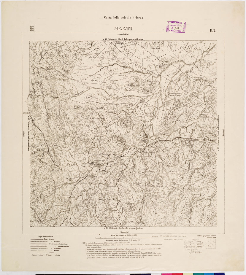 (N:7597) CARTA DELLA COLONIA ERITREA SAATI E 2 (B0010341) Carte e stampe antiche: riproduzione a colori su carta (formato A1)
