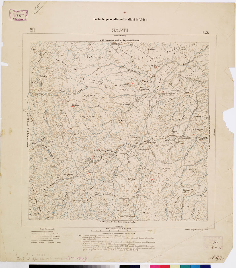 (N:7595) CARTA DEI POSSEDIMENTI ITALIANI IN AFRICA SAATI E 2 (B0010342) Carte e stampe antiche: riproduzione a colori su carta (formato A1)