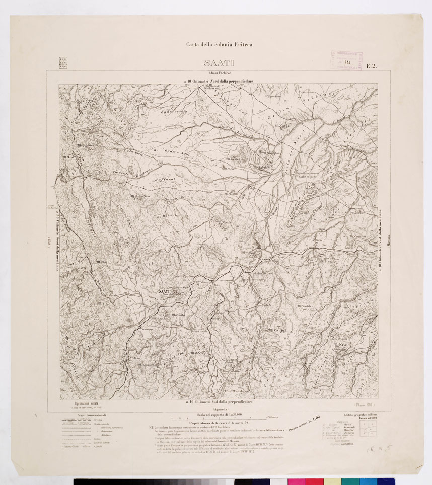 (N:7596) CARTA DELLA COLONIA ERITREA SAATI E 2 (B0010343) Carte e stampe antiche: riproduzione a colori su carta (formato A1)