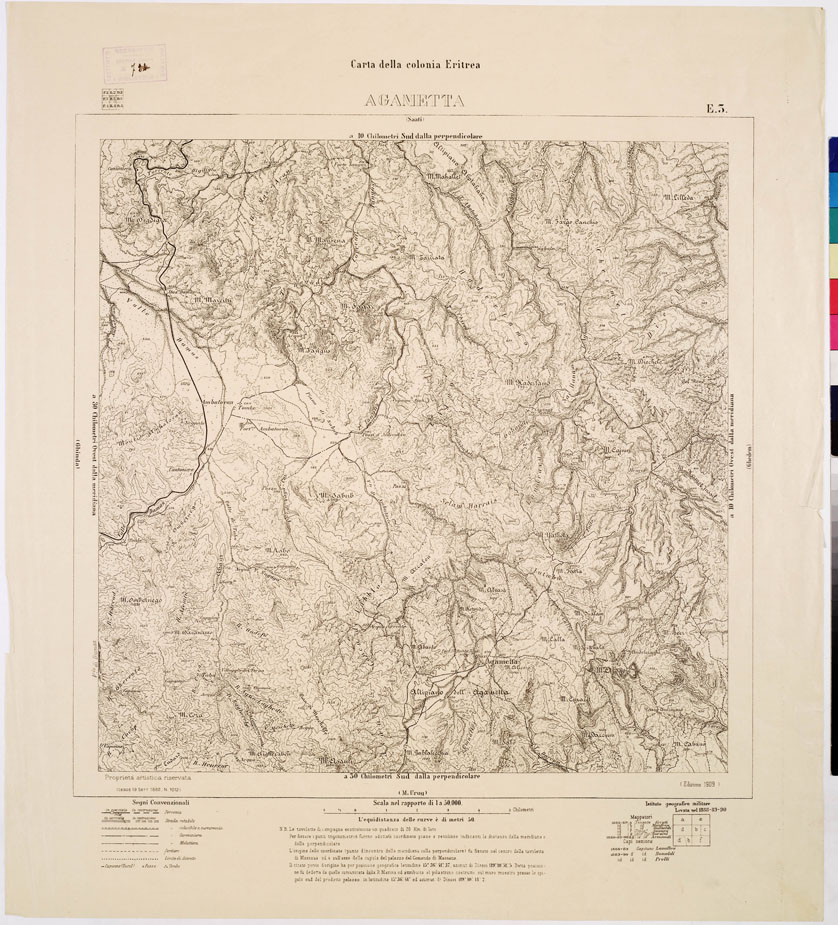 (N:7554) CARTA DELLA COLONIA ERITREA  AGAMETTA E 3 (B0010345) Carte e stampe antiche: riproduzione a colori su carta (formato A1)