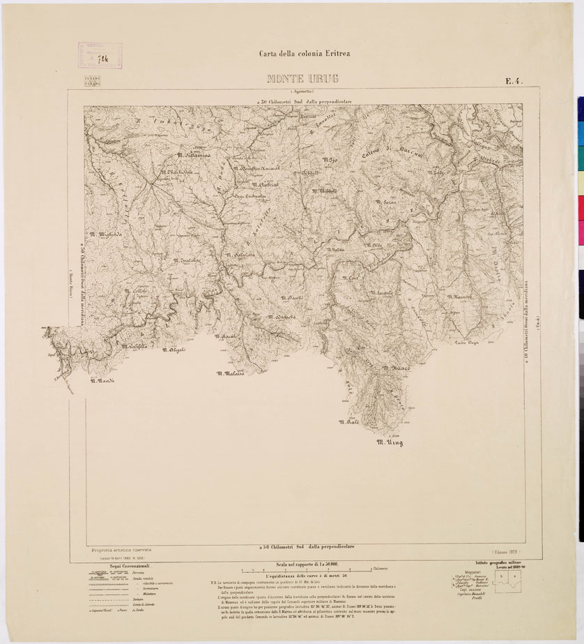 (N:7588) CARTA DELLA COLONIA ERITREA MONTE URUG E 4 (B0010346) Carte e stampe antiche: riproduzione a colori su carta (formato A1)