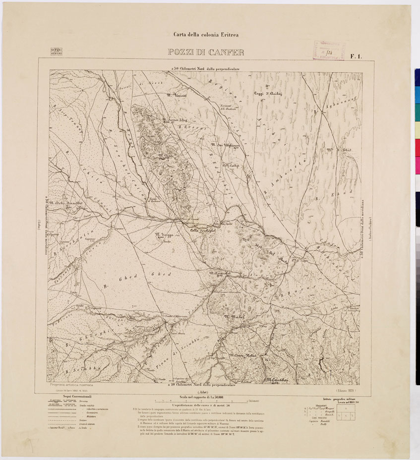 (N:7589) CARTA DELLA COLONIA ERITREA POZZI DI CANFER F 1 (B0010347) Carte e stampe antiche: riproduzione a colori su carta (formato A1)
