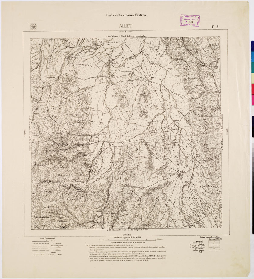 (N:7555) CARTA DELLA COLONIA ERITREA AILET F 2 (B0010348) Carte e stampe antiche: riproduzione a colori su carta (formato A1)