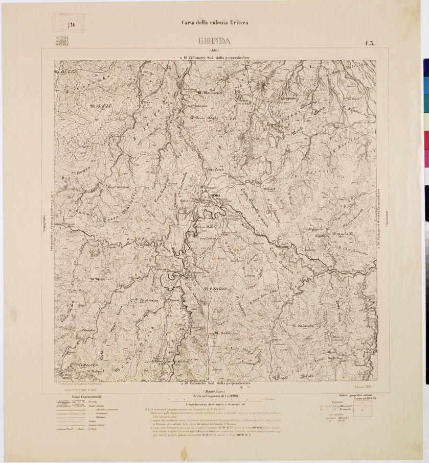 (N:7576) CARTA DELLA COLONIA ERITREA GHINDA F 3 (B0010350) Carte e stampe antiche: riproduzione a colori su carta (formato A1)