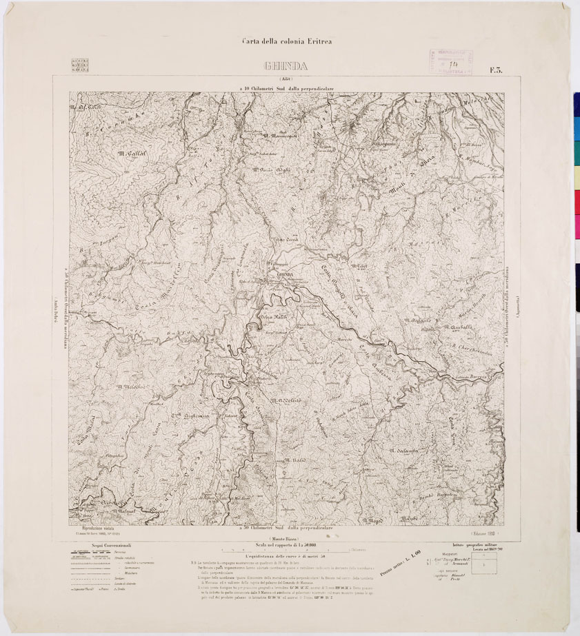 (N:7577) CARTA DELLA COLONIA ERITREA GHINDA F 3 (B0010351) Carte e stampe antiche: riproduzione a colori su carta (formato A1)