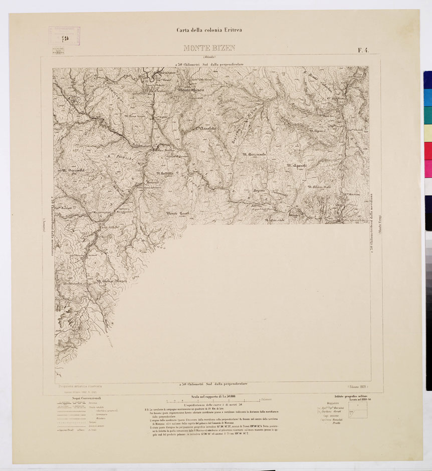 (N:7586) CARTA DELLA COLONIA ERITREA MONTE BIZEN F 4 (B0010353) Carte e stampe antiche: riproduzione a colori su carta (formato A1)