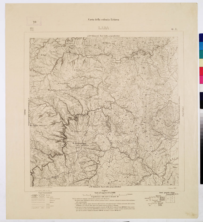 (N:7581) CARTA DELLA COLONIA ERITREA  LABA G 1 (B0010355) Carte e stampe antiche: riproduzione a colori su carta (formato A1)