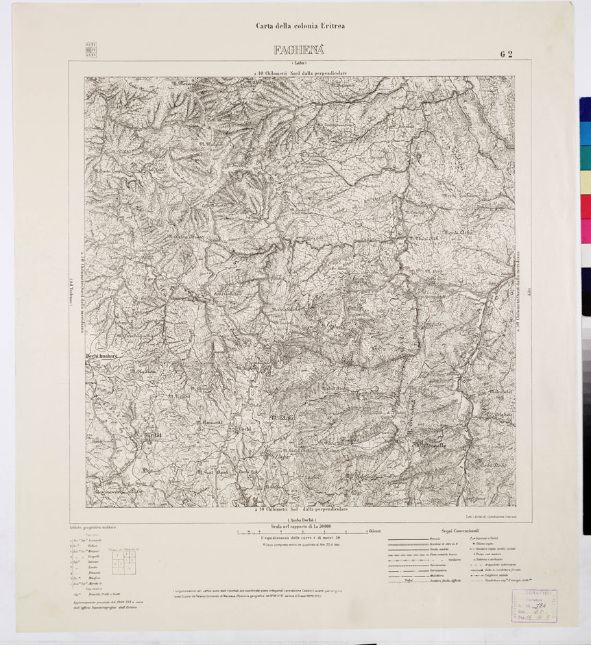 (N:7570) CARTA DELLA COLONIA ERITREA  FAGHENA G 3 (B0010356) Carte e stampe antiche: riproduzione a colori su carta (formato A1)