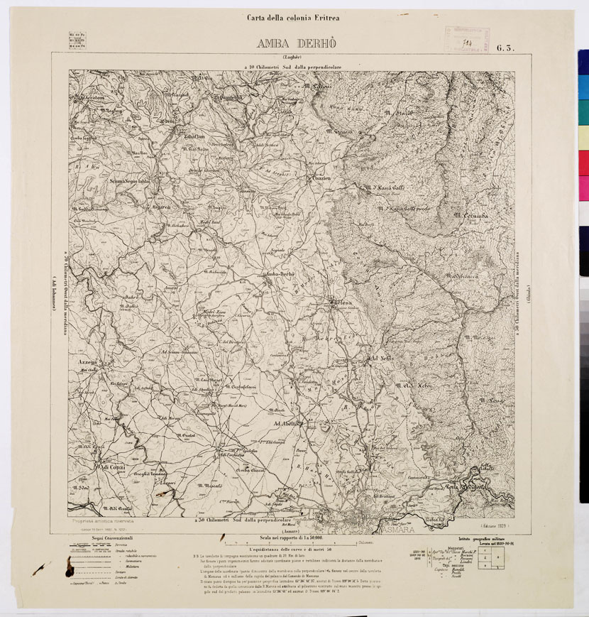 (N:7558) CARTA DELLA COLONIA ERITREA AMBA DERHO' G 3 (B0010359) Carte e stampe antiche: riproduzione a colori su carta (formato A1)