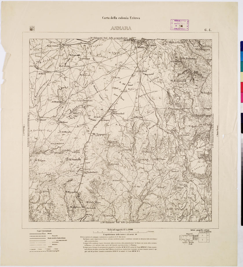(N:7561) CARTA DELLA COLONIA ERITREA ASMARA G 4 (B0010360) Carte e stampe antiche: riproduzione a colori su carta (formato A1)