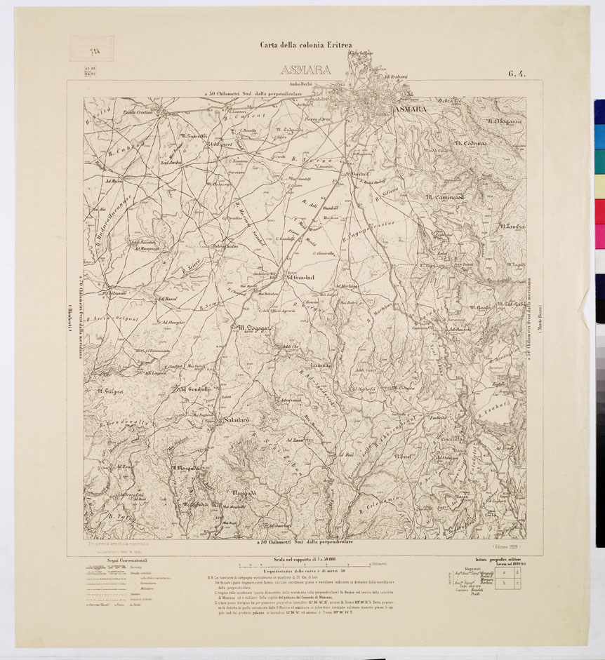 (N:7562) CARTA DELLA COLONIA ERITREA ASMARA G 4 (B0010361) Carte e stampe antiche: riproduzione a colori su carta (formato A1)