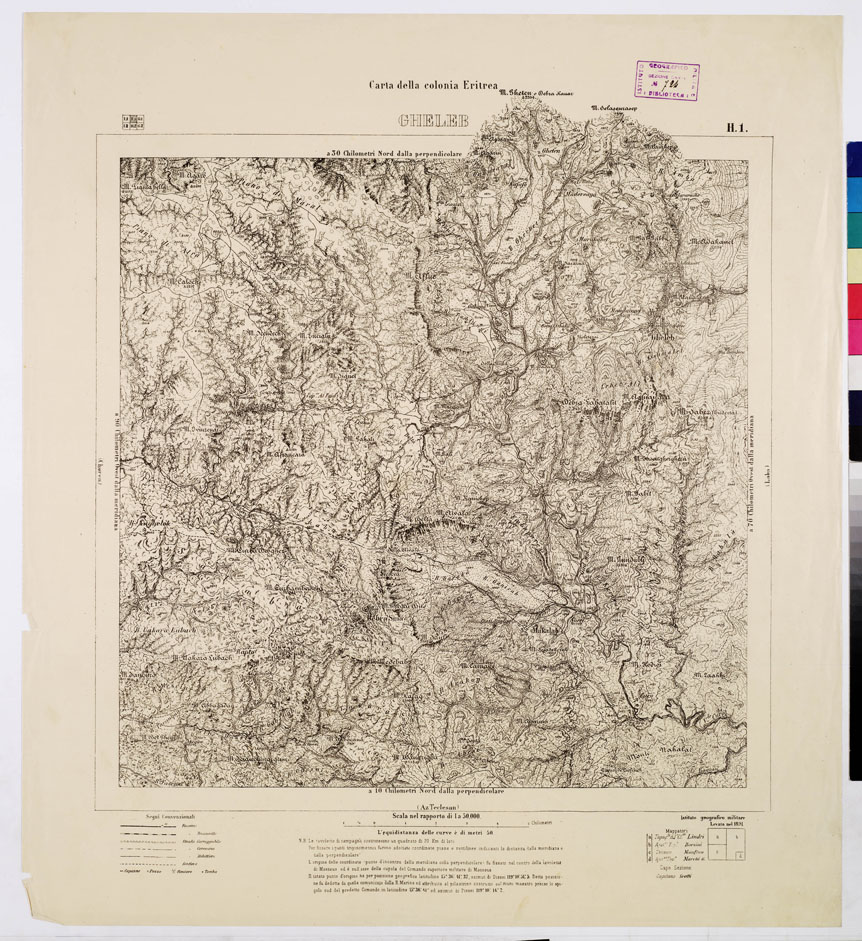 (N:7574) CARTA DELLA COLONIA ERITREA GHELEB H 1 (B0010363) Carte e stampe antiche: riproduzione a colori su carta (formato A1)
